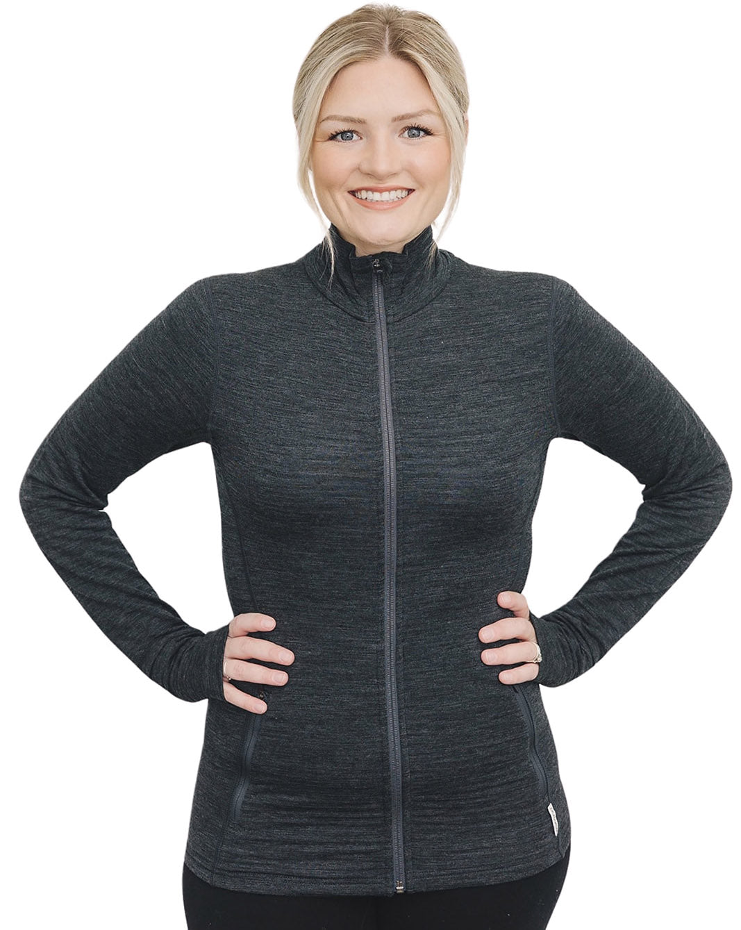 Women's Merino Natural Fleece Full-Zip Jacket, Charcoal Gray – Woolino