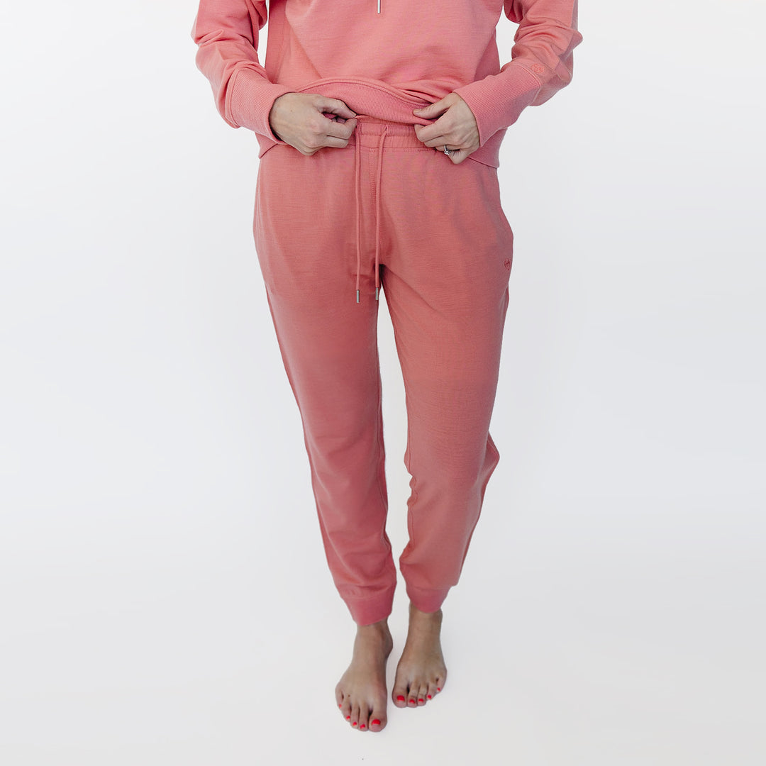 Women's Merino Wool Jogger, Dusty Rose – Woolino