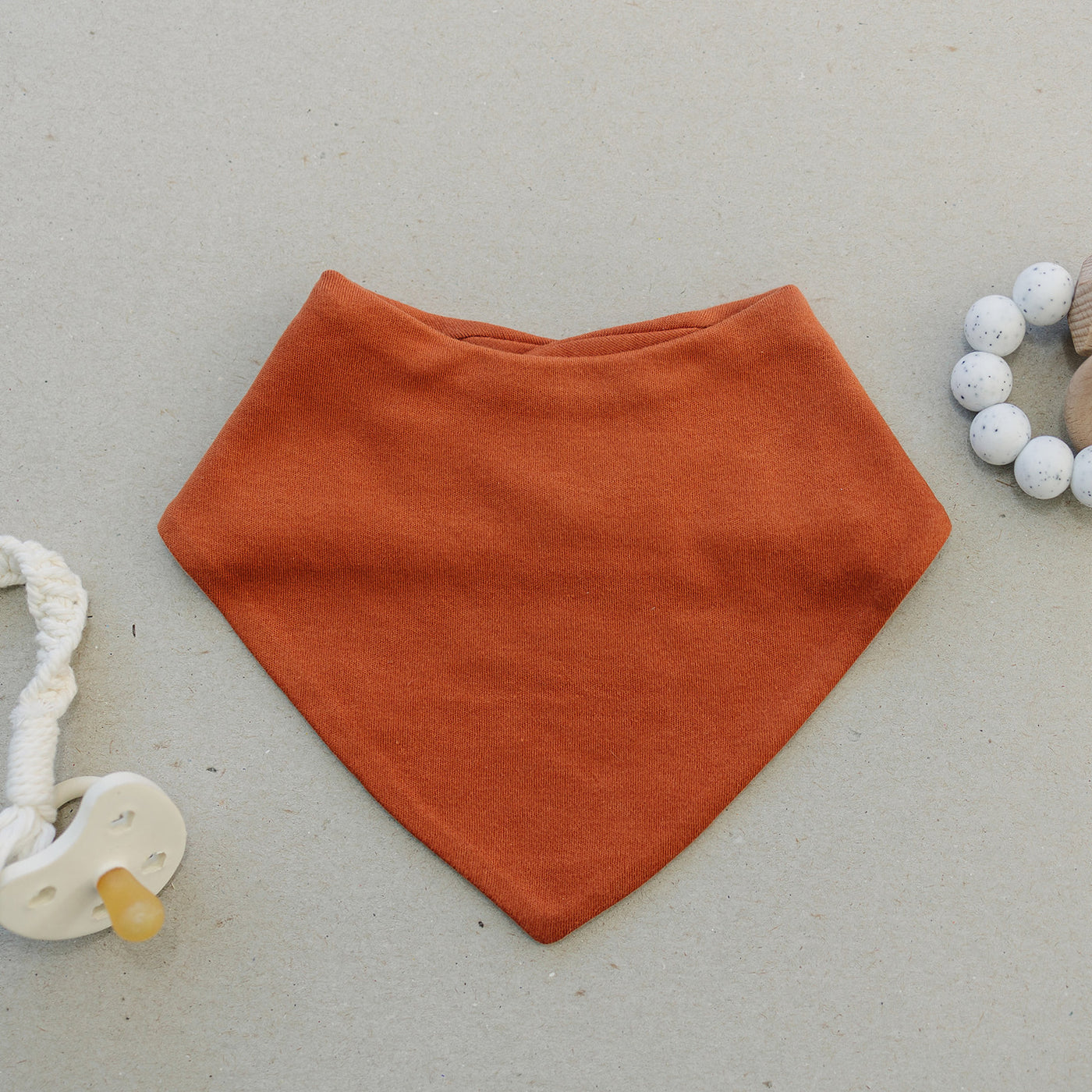 Bandana Bib Set, Merino Wool & Organic Cotton, Set of 2, Rust