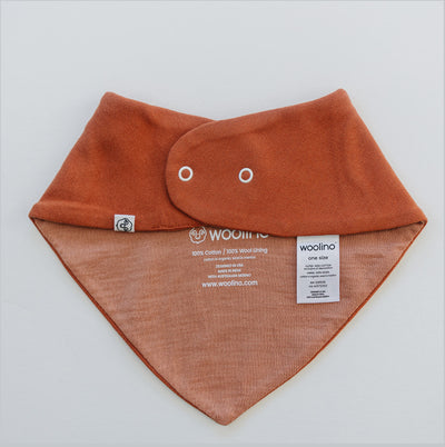 Bandana Bib Set, Merino Wool & Organic Cotton, Set of 2, Rust