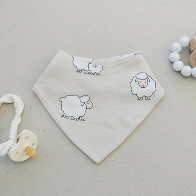 Bandana Bib Set, Merino Wool & Organic Cotton, Set of 2, Sheep