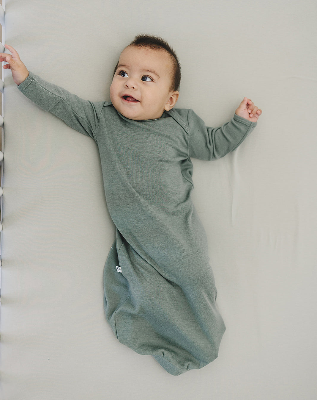 Baby Gown, Merino Wool, 0-6 Months, Sage