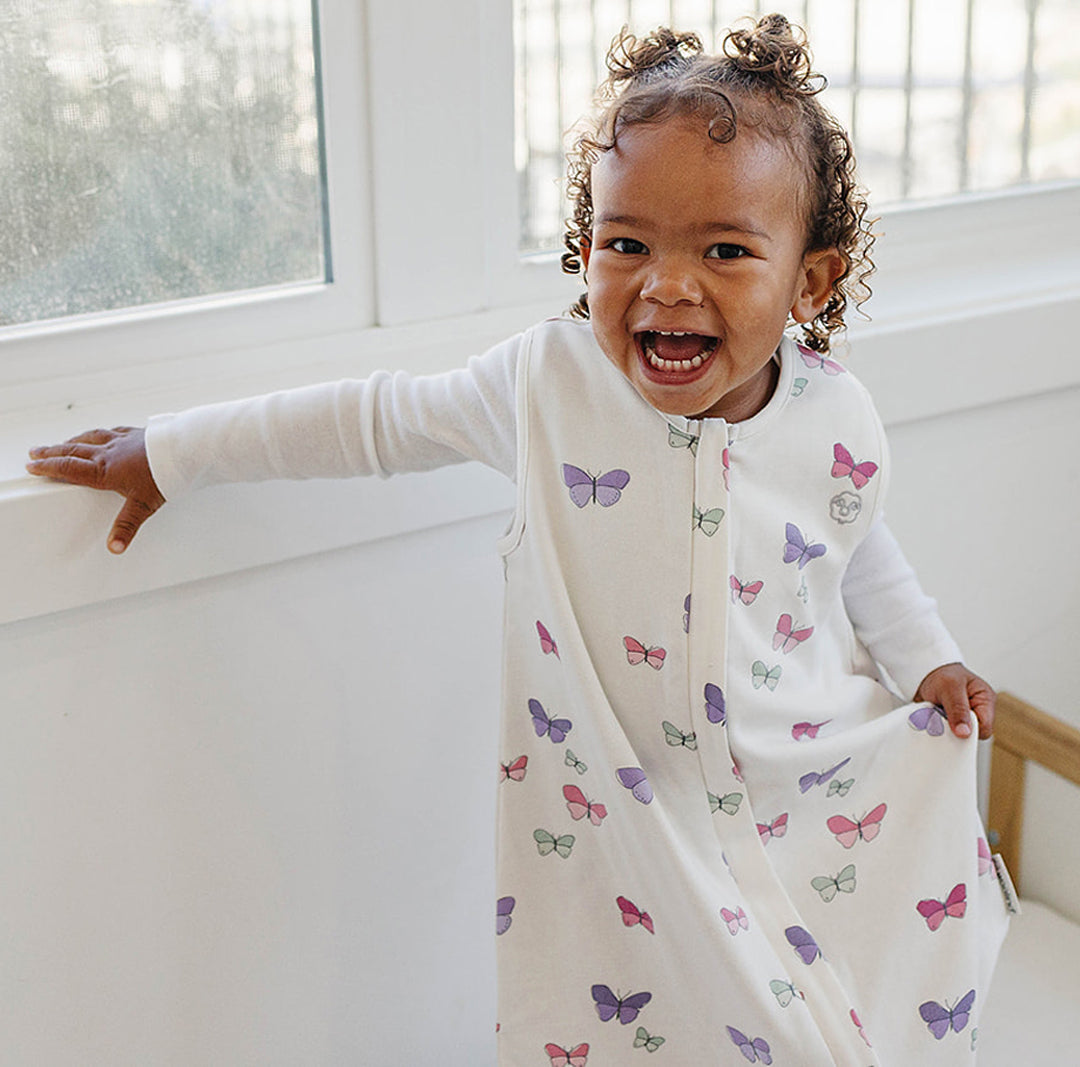4 Season® Baby Sleep Bag with Feet, Merino Wool & Organic Cotton, Butterfly