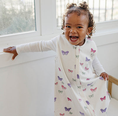 4 Season® Baby Sleep Bag with Feet, Merino Wool & Organic Cotton, Butterfly