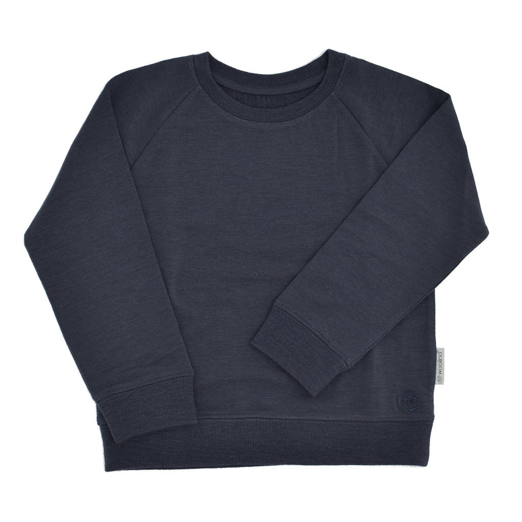 Kids Merino Wool Crew Neck Sweatshirt, Blueberry – Woolino