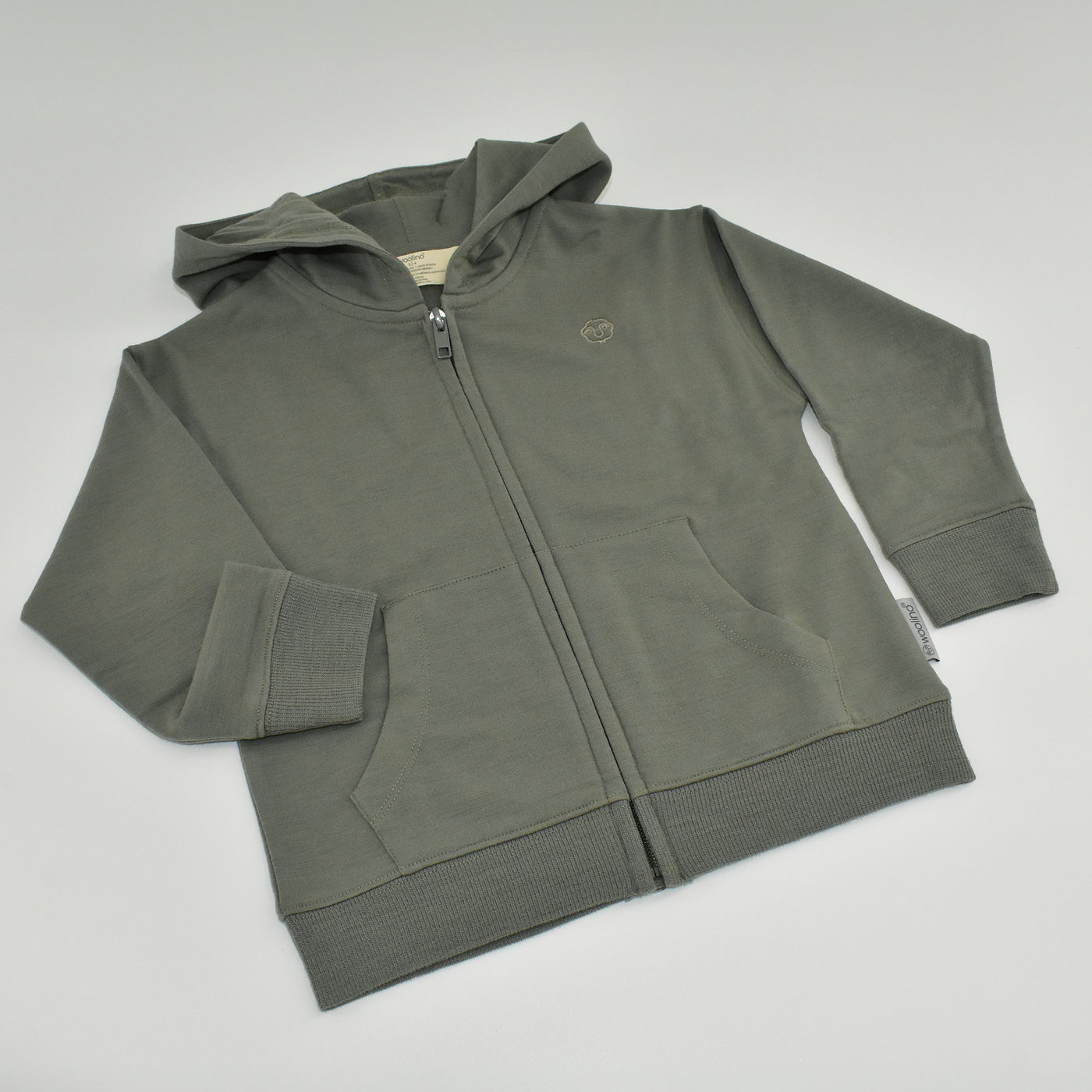 Kids Merino Wool Hoodie, Olive