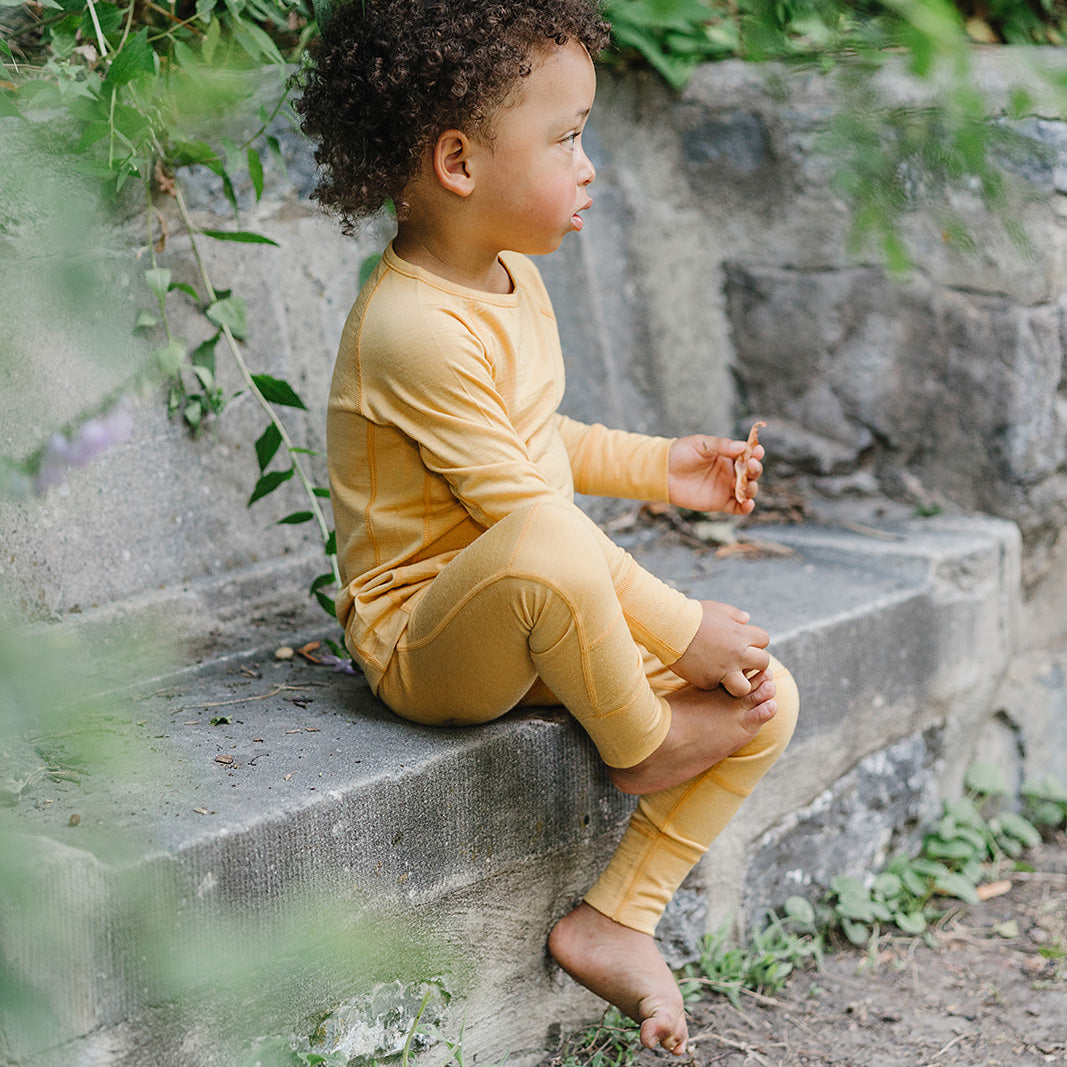 Kid Base Kids Merino Wool Base Layer, Leggings, Honey – Woolino