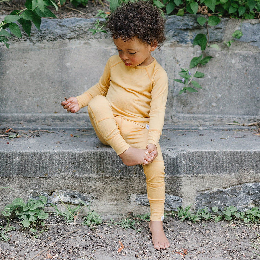 Kid Base Kids Merino Wool Base Layer, Leggings, Honey – Woolino