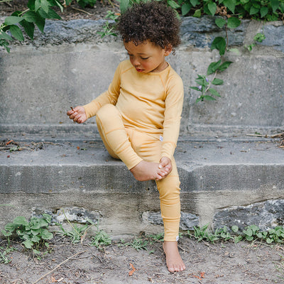 Kids Merino Wool Base Layer Leggings Honey Woolino