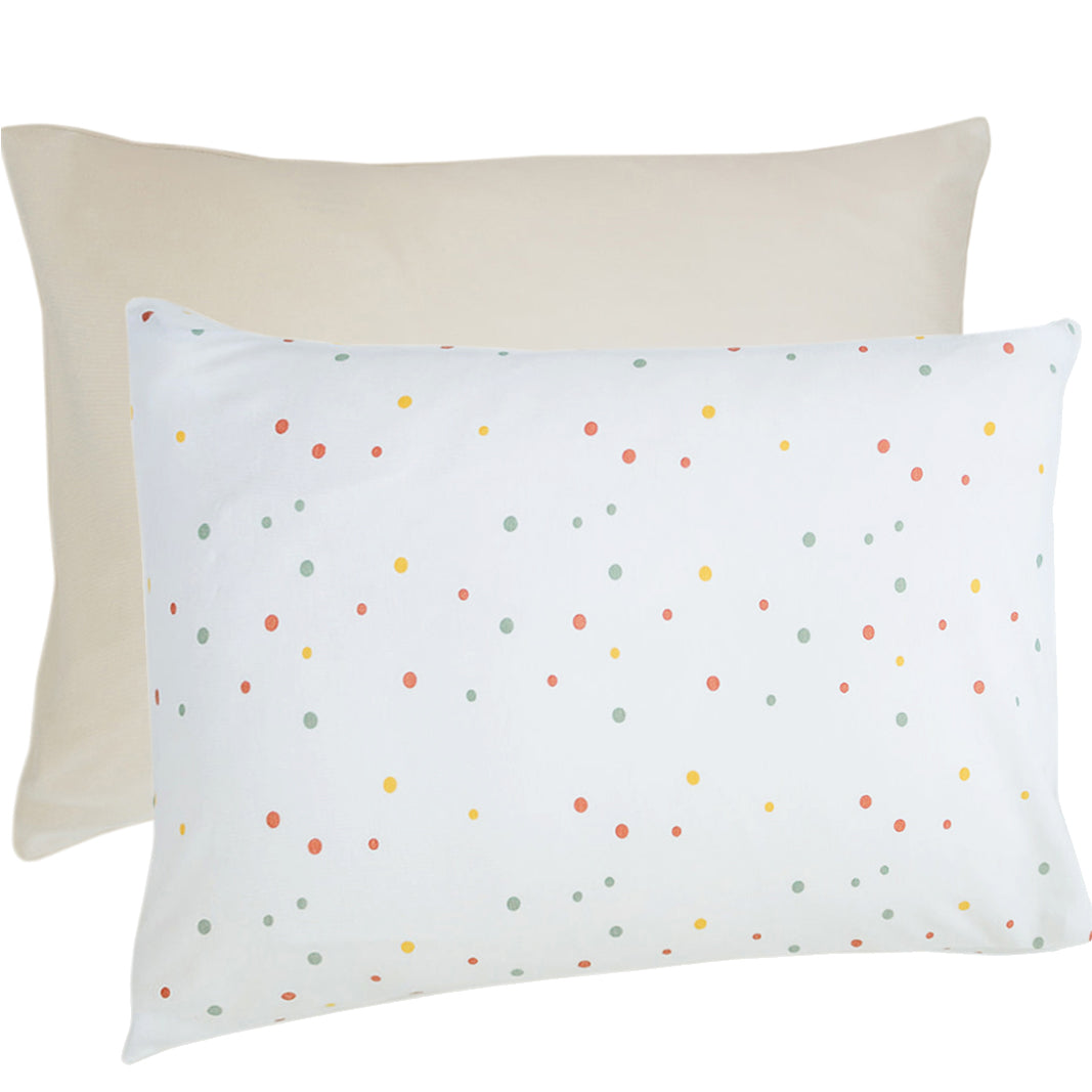 Imperfect Ecolino® Pillowcase, 100% Organic Cotton, 2 Pack, Oat + Dots