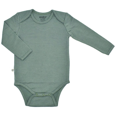 Baby Bodysuit, Long Sleeve, Merino Wool, Sage