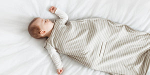 Woolino baby sleep bag or sleepsack - baby sleeping bag - merino wool 4 season ultimate baby sleep bag in Gray stripes