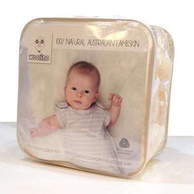 Sheepskin Rug for Babies, 100% Natural, Shorn Lambskin Wool, 2 x 3 Feet, Flax