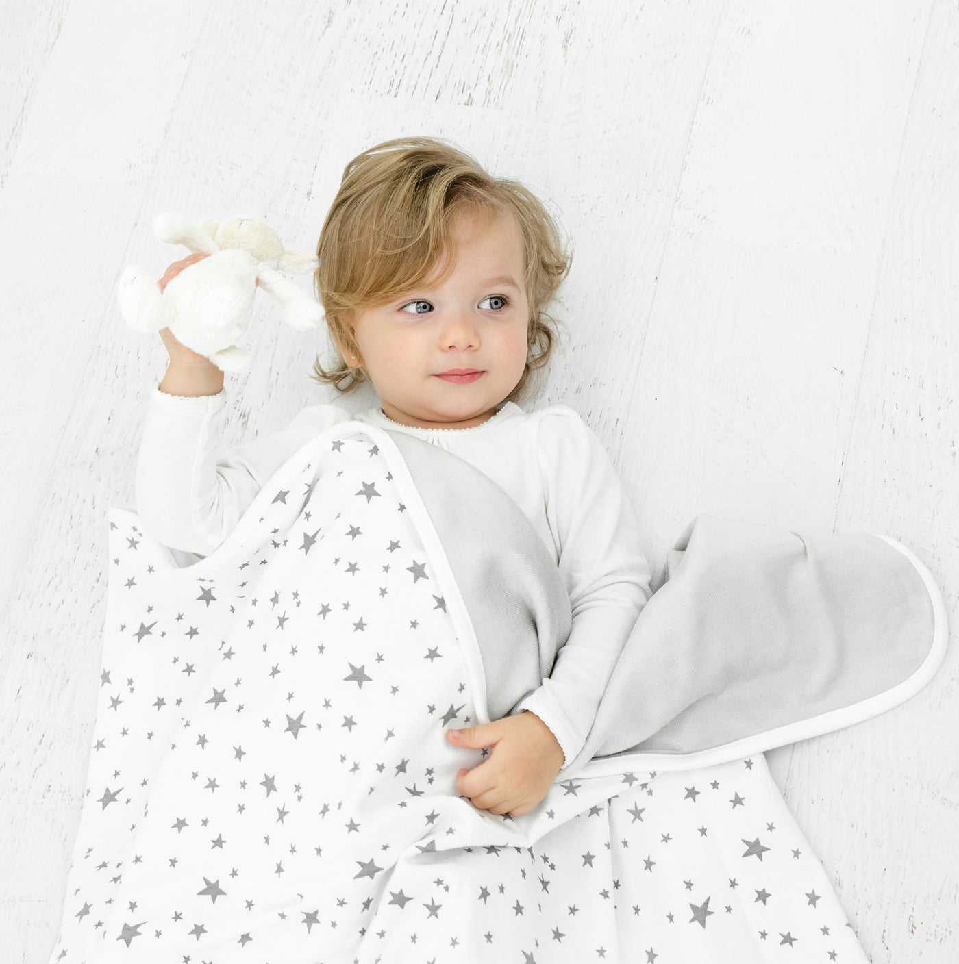 Toddler Blanket, 4 Season® Merino Wool & Organic Cotton, 52.5" x 40", Star White
