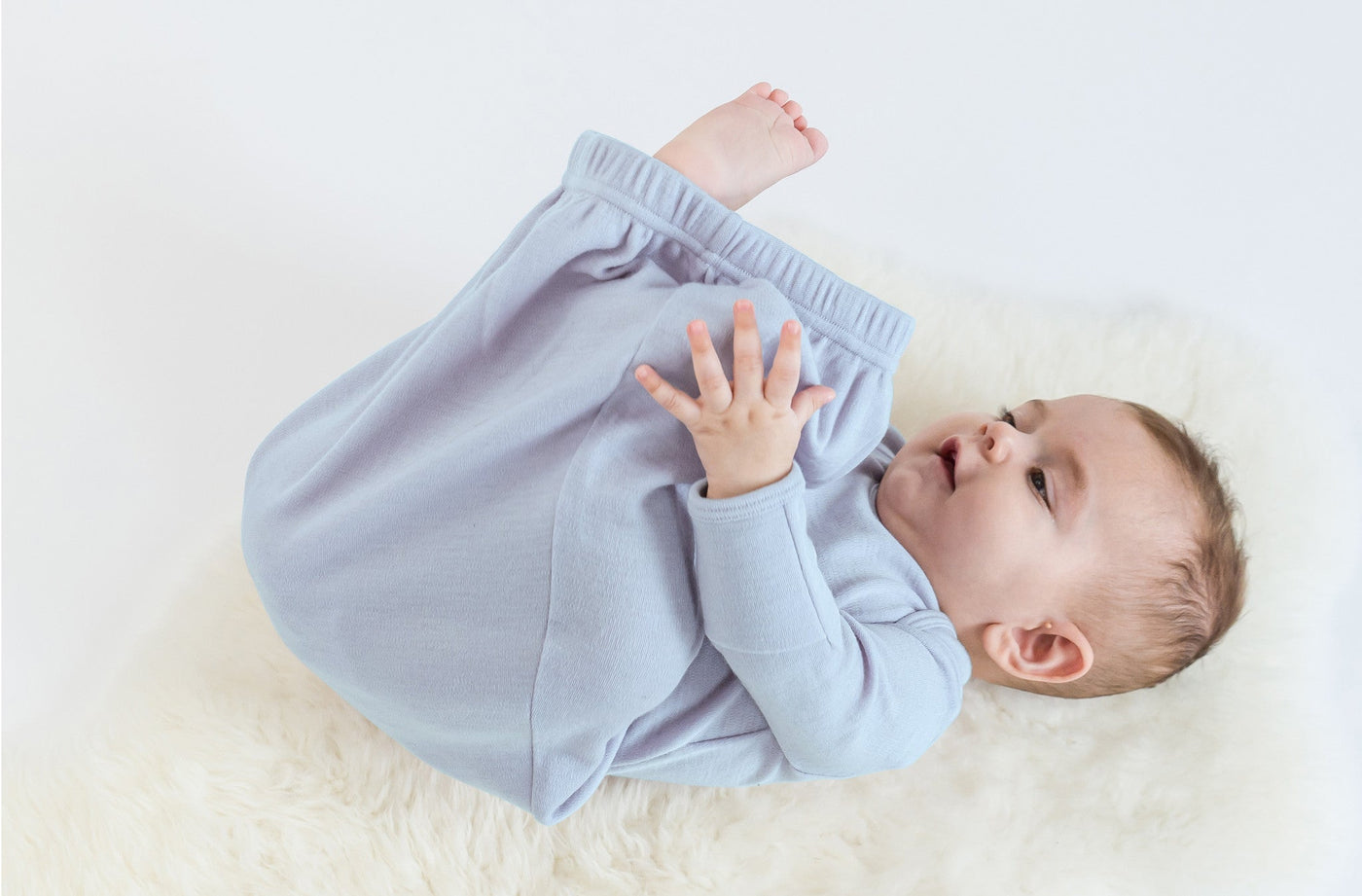 Baby Gown, Merino Wool, 0-6 Months, Blue