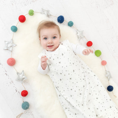 4 Season® Classic Baby Sleeping Bag, Merino Wool & Organic Cotton, Star White