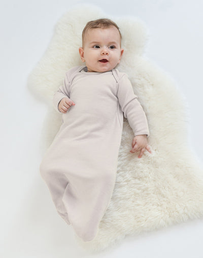 Baby Gown, Merino Wool, 0-6 Months, Oat