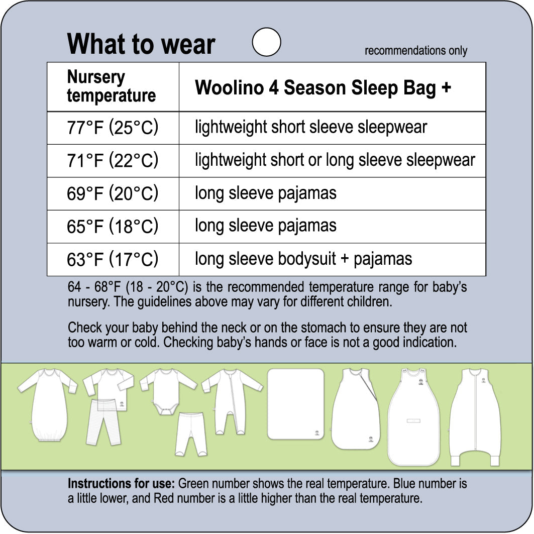 4 Season® Basic Baby Sleeping Bag, Merino Wool & Organic Cotton, Birch Gray