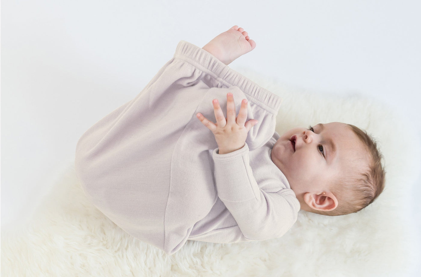 Baby Gown, Merino Wool, 0-6 Months, Beige
