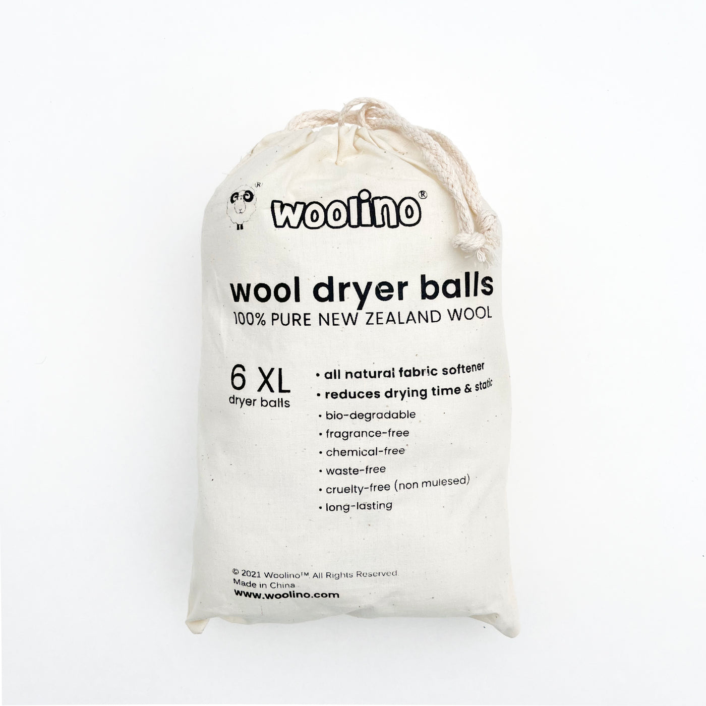 Wool Dryer Balls, 6 Pack XL Size, White