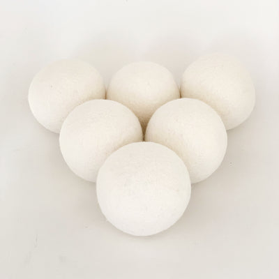 Wool Dryer Balls, 6 Pack XL Size, White